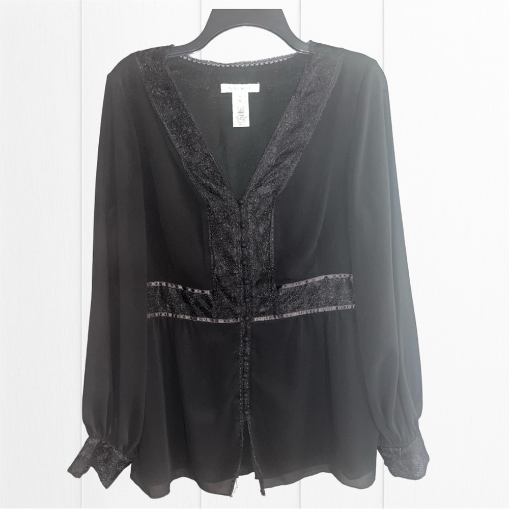 Nine West Black Womens Blouse Chiffon Dressy size 12